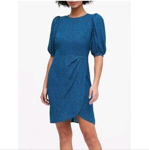 Banana Republic Blue Sheath Dress with Puff Sleeves Size 2